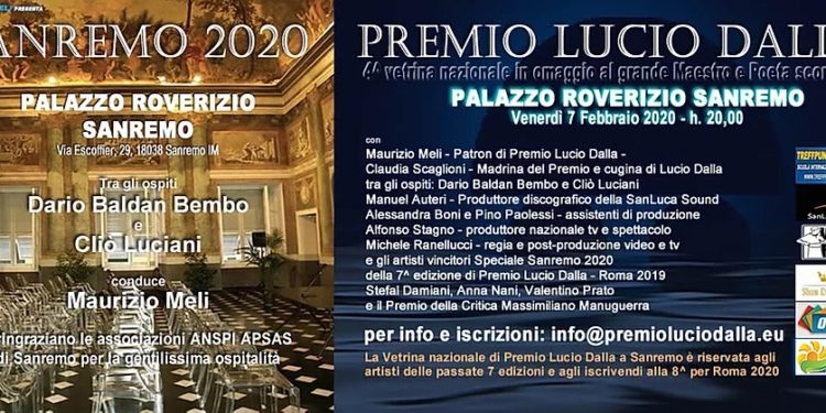 Al via tutti i preparativi per la 4ª Vetrina del Premio Lucio Dalla, a Sanremo.