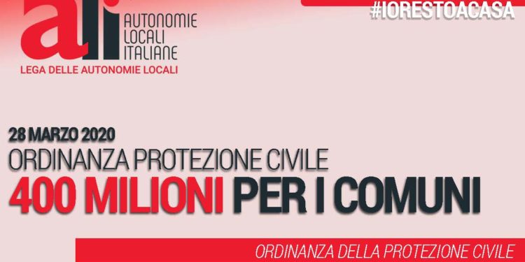 La Protezione civile ha emanato l’ordinanza che stanzia 400 milioni di euro per i Comuni italiani