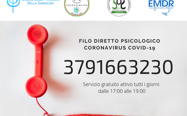 A partire dalle 17.00 sarà attivo il “3791663230 Filo diretto psicologico Coronavirus COVID-19”