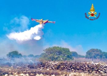Ampio schieramento di mezzi per spegnere un vasto incendio boschivo a Nurri