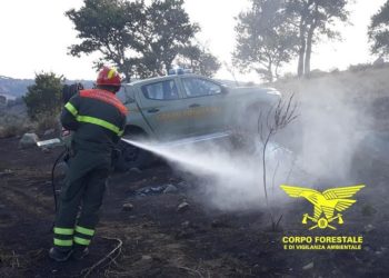 Fiamme nelle campagne di Gonnoscodina, impegnati per lo spegnimento uomini e mezzi del Corpo forestale