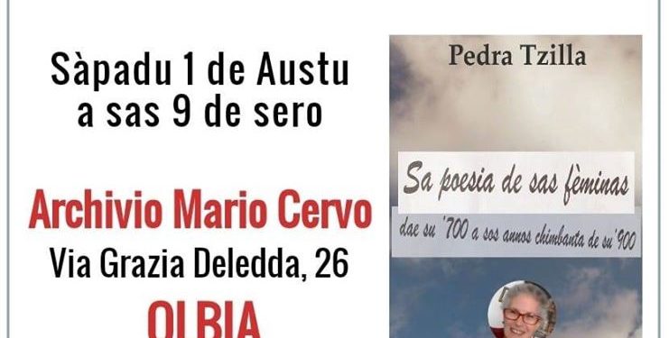 Olbia: l’1 agosto la presentazione del libro “Sa poesia de sas feminas” di Pedra Zilla