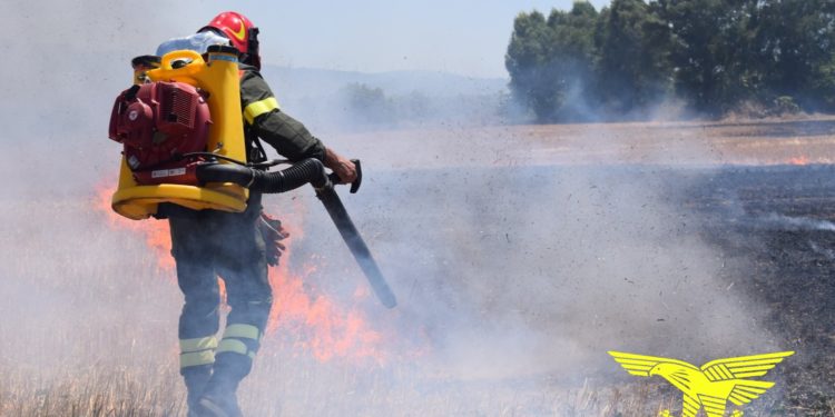 Incendio nelle campagne di Narbolia, sul posto il Corpo forestale