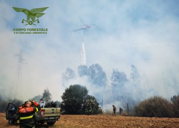 Fiamme nelle campagne di Paulilatino, sul posto uomini e mezzi del Corpo forestale