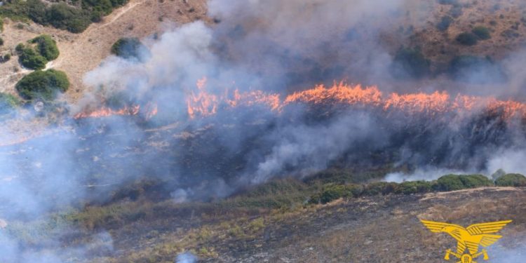 Incendio nelle campagne di Sagama, in azione il Corpo forestale