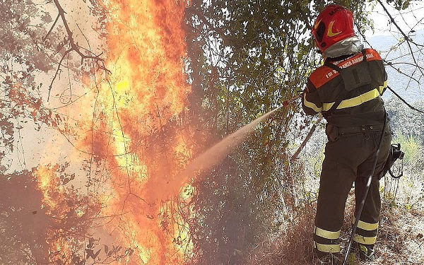 1 dei 2 incendi sviluppatisi oggi in Sardegna, ha richiesto l’intervento del mezzo aereo del Corpo forestale
