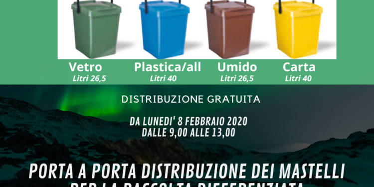 Partirà lunedì 8 febbraio la distribuzione dei nuovi mastelli  per la raccolta differenziata alle famiglie di Sanluri