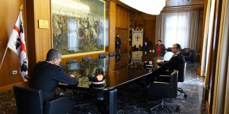 Il presidente della Regione Christian Solinas ha ricevuto a Villa Devoto il generale Carmelo Burgio