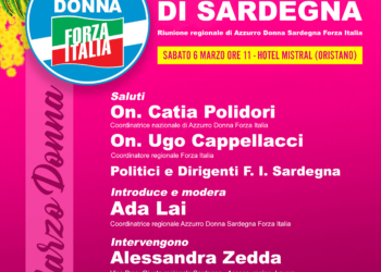 Sabato 6 marzo, ad Oristano, si terrà una riunione regionale di Azzurro donna Sardegna Forza Italia