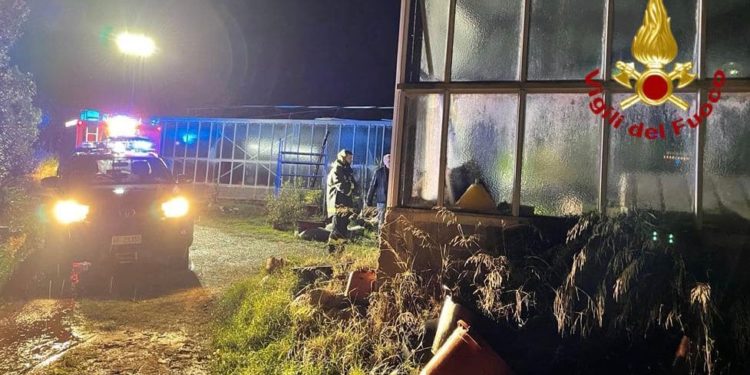 Olbia: a fuoco un’azienda di fiori in via Culatolzu, sul posto i vigili del fuoco