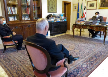 Il presidente della Regione Christian Solinas ha ricevuto a Villa Devoto l’ammiraglio Edoardo Compiani