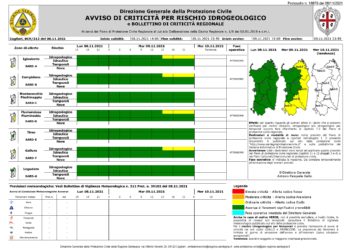 La direzione generale della Protezione civile ha emesso un nuovo avviso di criticità per rischio idrogeologico