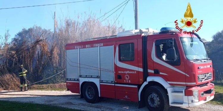 Arzachena: a fuoco un canneto, intervengono i vigili del fuoco