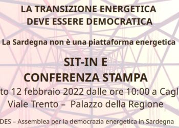 Sit-in dell’Assemblea per la Democrazia Energetica in Sardegna sabato mattina davanti al Palazzo della Regione