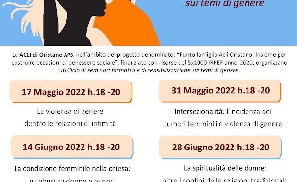 Acli provinciali di Oristano: al via gli incontri tematici sulle tematiche di genere