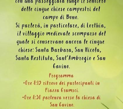 Bono “In cammino verso Lorthia”: domenica 22 maggio visita alle chiese campestri