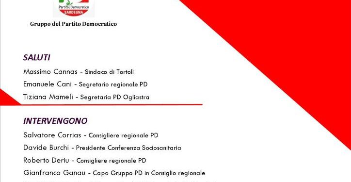 Il Gruppo consiliare del Partito democratico dà inizio al giro di ascolto della Sardegna venerdì 20 maggio a Tortolì