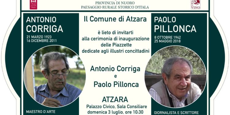 Atzara dedica due piazze ad Antonio Corriga e Paolo Pillonca