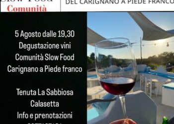 Venerdì 5 agosto, a Cussorgia, si terrà una degustazione dei vini della Comunità Slow Food dedicata al Carignano a Piede Franco su fondo sabbioso