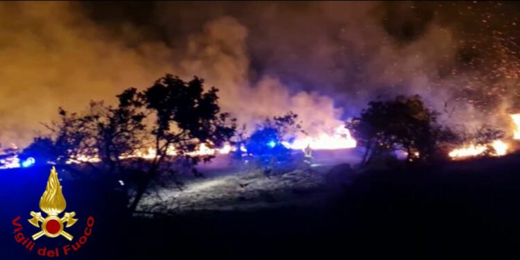 Ploaghe: incendio di macchia mediterranea a Monte Ledda, sul posto i vigili del fuoco