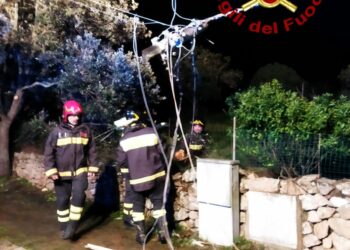 San Pantaleo: camion colpisce alcuni pali del telefono, intervengono i vigili del fuoco
