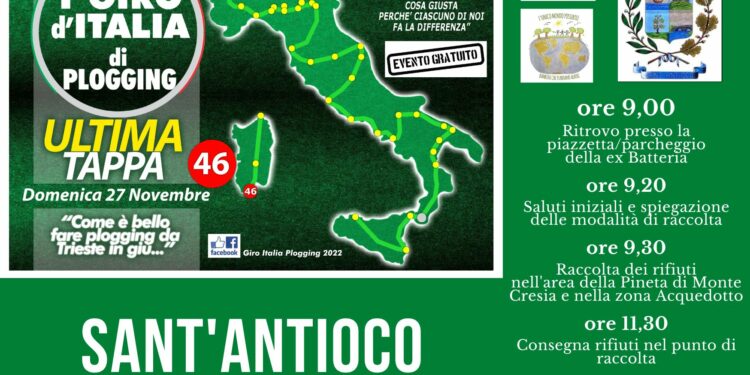 Ambiente e decoro, Giro d’Italia di “Plogging” fa tappa a Sant’Antioco