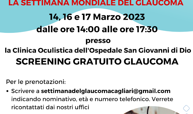 Da domani, a Cagliari, le giornate della “Settimana Mondiale del Glaucoma”