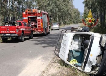 Un mini autocarro è uscito di strada in località Monte Gruttas, alla periferia di Castiadas, ferito il conducente