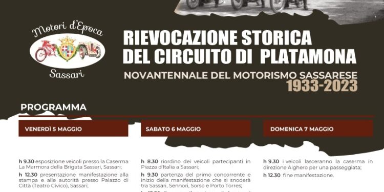 Il Novantennale del “Circuito di Platamona” fa tappa a Sennori con auto e moto d’epoca
