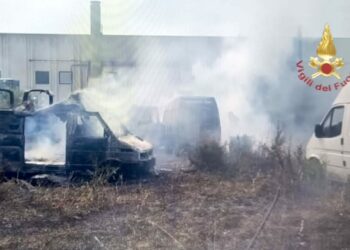 Incendio di vegetazione lungo la SP2 tra le campagne di Uta e Macchiareddu