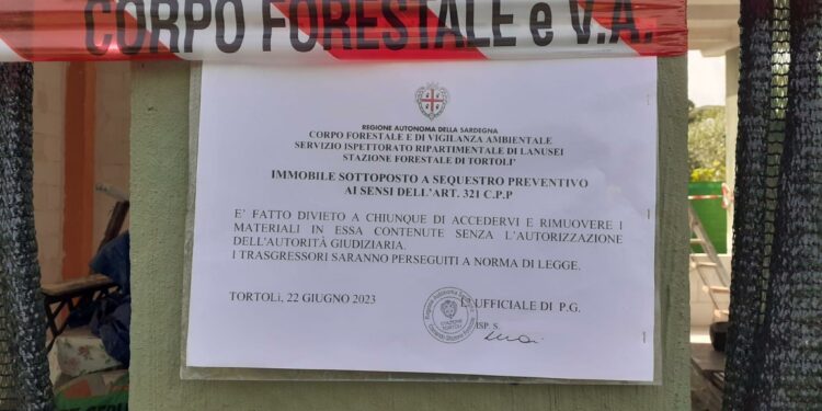 Tortolì: il Corpo forestale sequestra una struttura edilizia priva di qualsiasi autorizzazione