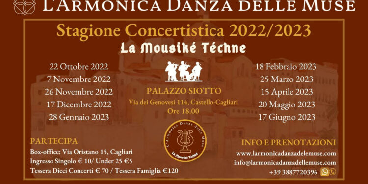 Sabato sera, a Palazzo Siotto, ultimo appuntamento della stagione concertistica “La Mousiké Téchne”