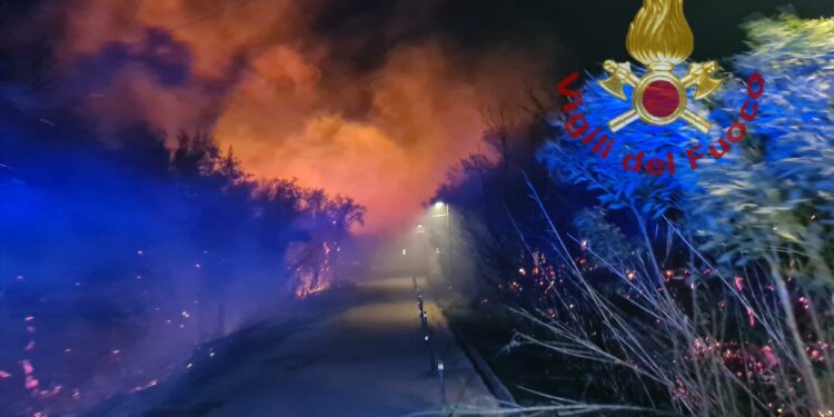 Incendio nell’area parcheggio delle spiagge del Pevero, sul posto i vigili del fuoco