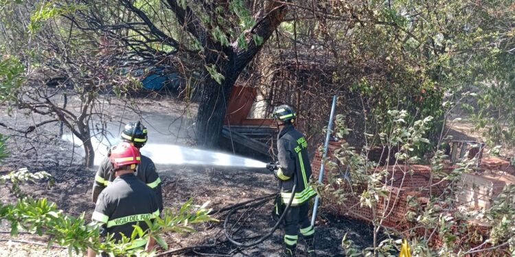 Santa Teresa di Gallura: incendio in un terreno privato, sul posto i vigili del fuoco