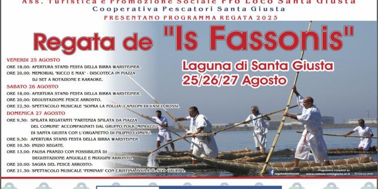 Il 27 agosto, a Santa Giusta, si terrà la 41ª Regata de Is Fassonis