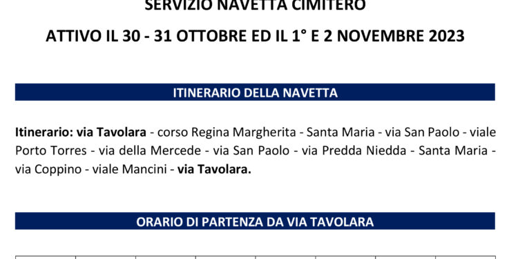 In occasione della festività di Ognissanti e della Commemorazione dei defunti, ATP S.p.A. ha predisposto un collegamento diretto tra il centro città e il cimitero di Sassari