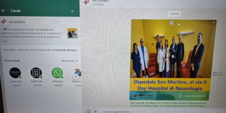 Un nuovo canale di comunicazione dell’azienda sanitaria oristanese. Attivo il nuovo canale WhatsApp “Asl Oristano”. L’iscrizione è totalmente gratuita