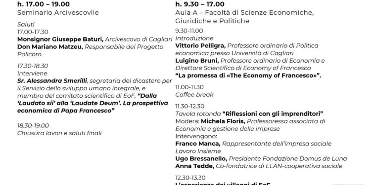 “The economy of Francesco: radici, sfide e prospettive”. L’iniziativa del progetto Policoro e di Unica a Cagliari