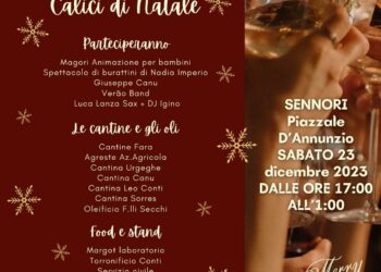 “Calici di Natale”: buon vino, spettacoli e musica per animare la vigilia delle feste a Sennori