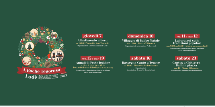 Dal 7 al 23 dicembre la magia del Natale illumina Lodè tra eventi, tradizioni e divertimento per tutti con “A Boche Tenorosa”