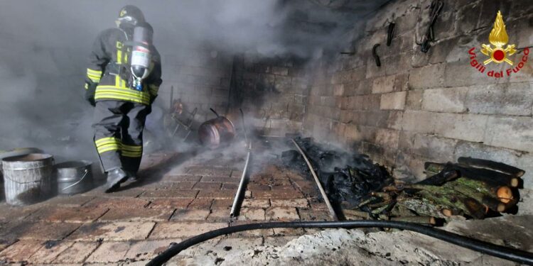 Onanì: incendio in un deposito di attrezzi, sul posto i vigili del fuoco