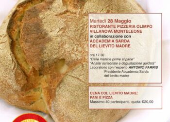 A Villanova Monteleone, il 28 maggio, si terrà l’iniziativa “Panificazione e utilizzo del lievito madre”