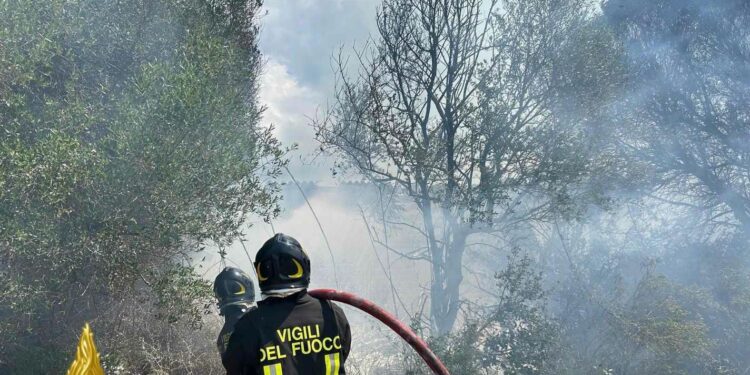 Olbia: a fuoco un capanno in legno in località Santa Giusta, sul posto i vigili del fuoco