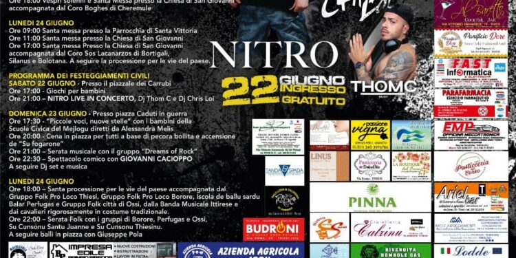 Thiesi: il programma dei festeggiamenti in onore di San Giovanni Battista