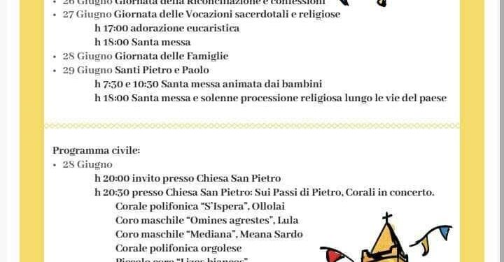 Orgosolo: il programma della festa dei Santi Pietro e Paolo