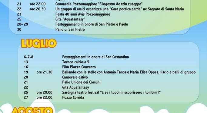 Estate pozzomaggiorese 2024: il programma