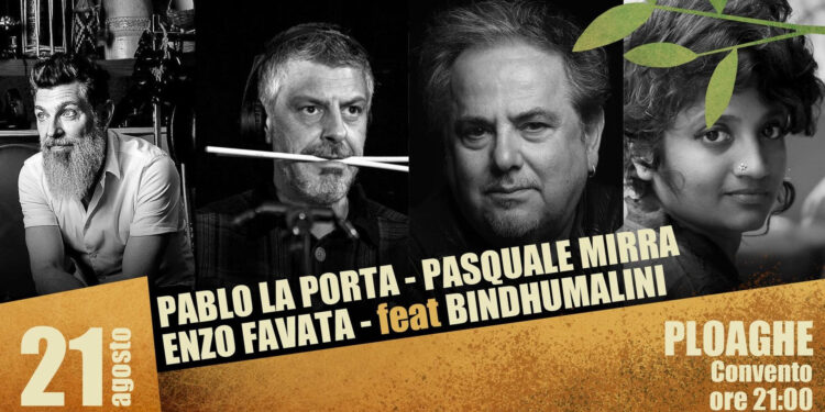 Il Festival “Musica sulle bocche” offrirà il 21 agosto l’incontro tra Pablo La Porta, Pasquale Mirra, Enzo Favata e Bindhumalini Narayanaswamy