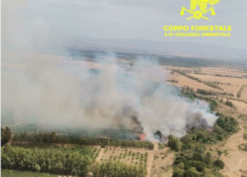 Incendio nelle campagne di Villacidro, in località Case Piras, sul posto un elicottero di Pula e il Super Puma di Fenosu