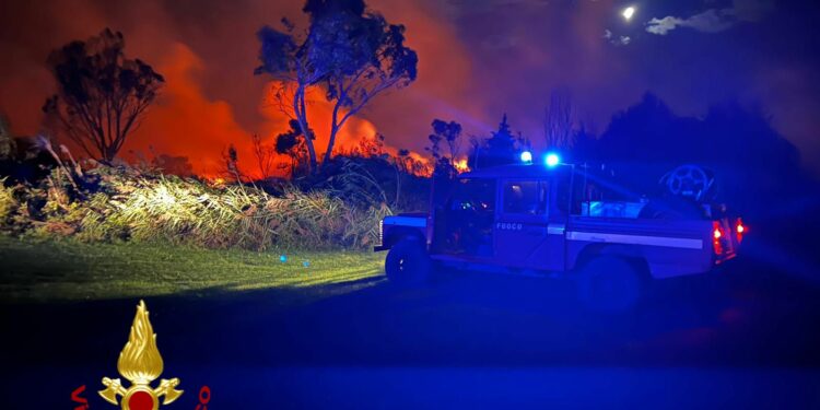 Incendio nei pressi del campeggio Girasole