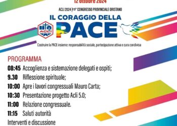 Sabato 12 ottobre, all’Hotel Mistral – Via XX settembre si celebrerà il 15° congresso delle Acli provinciali di Oristano